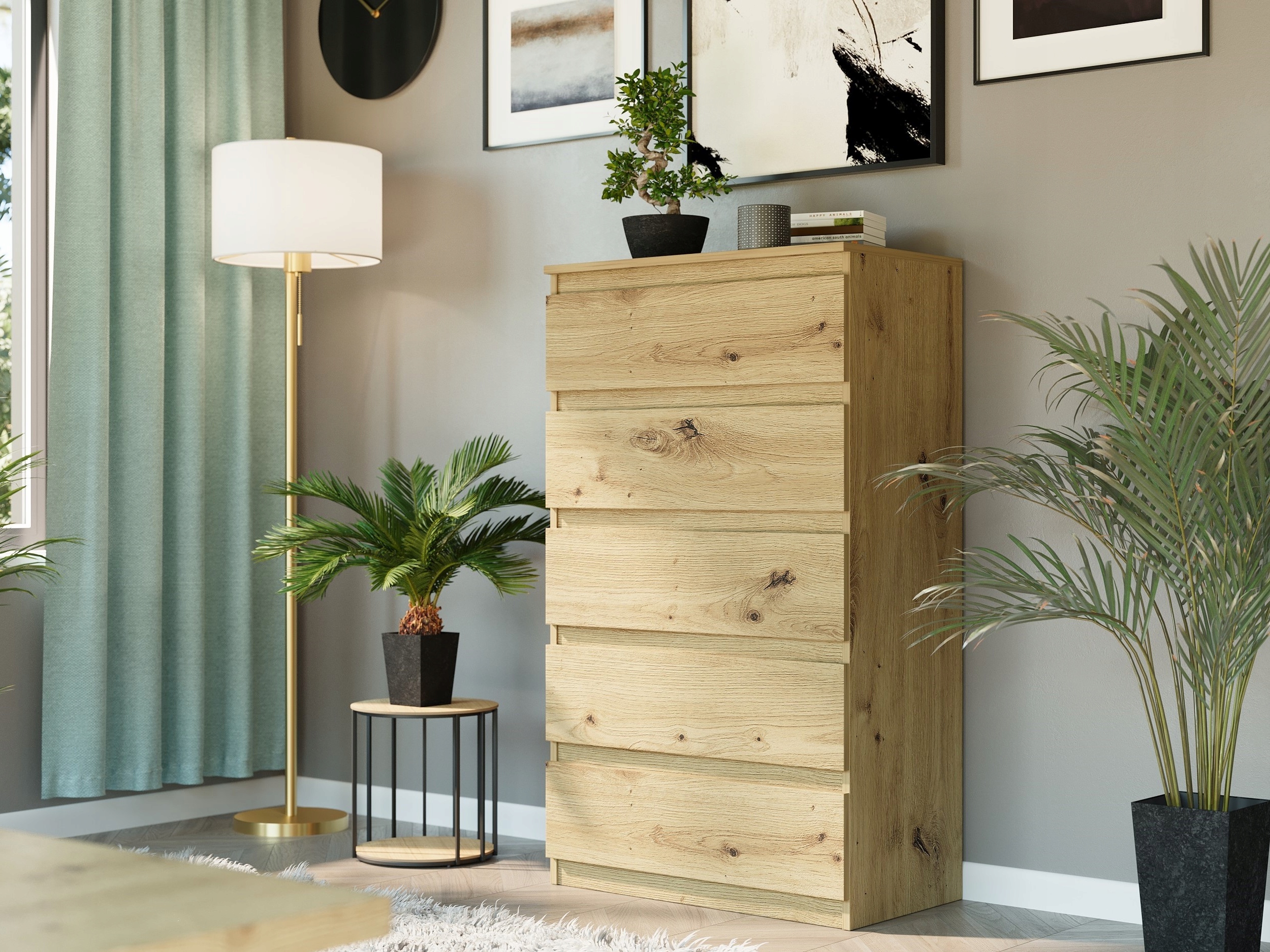 DUŻA KOMODA 5 SZUFLAD SZAFKA POLSKIE MEBLE R-5 ARTISAN