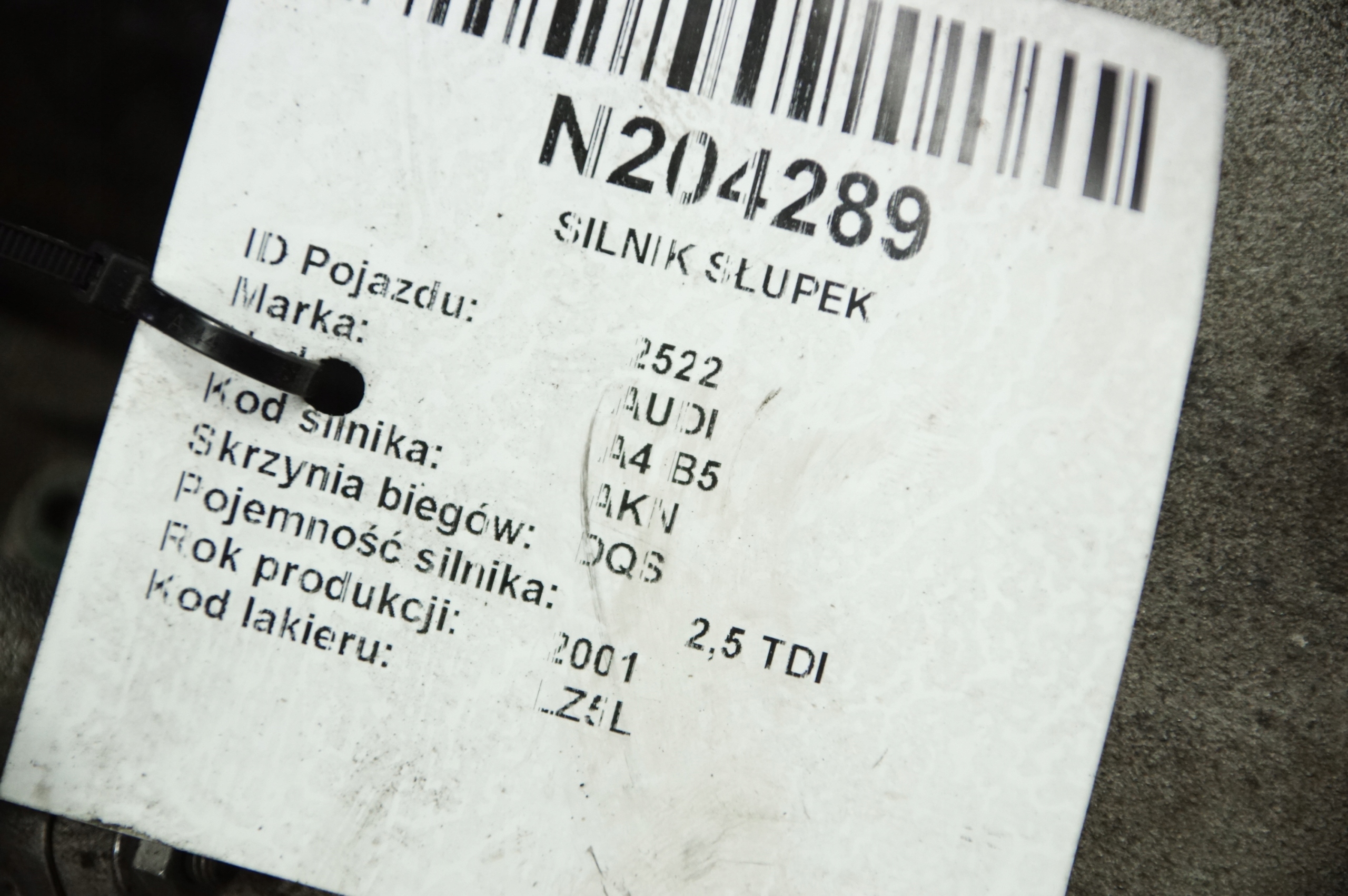 engine pillar AKN 2.5 TDI 149 KM AUDI A4 B5