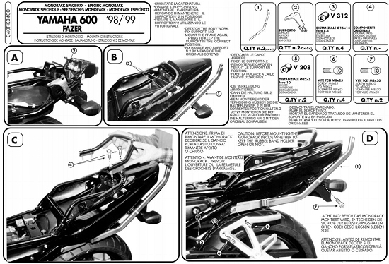 Kappa centrálna konštrukcia Yamaha Fzs 600 Fazer K3400