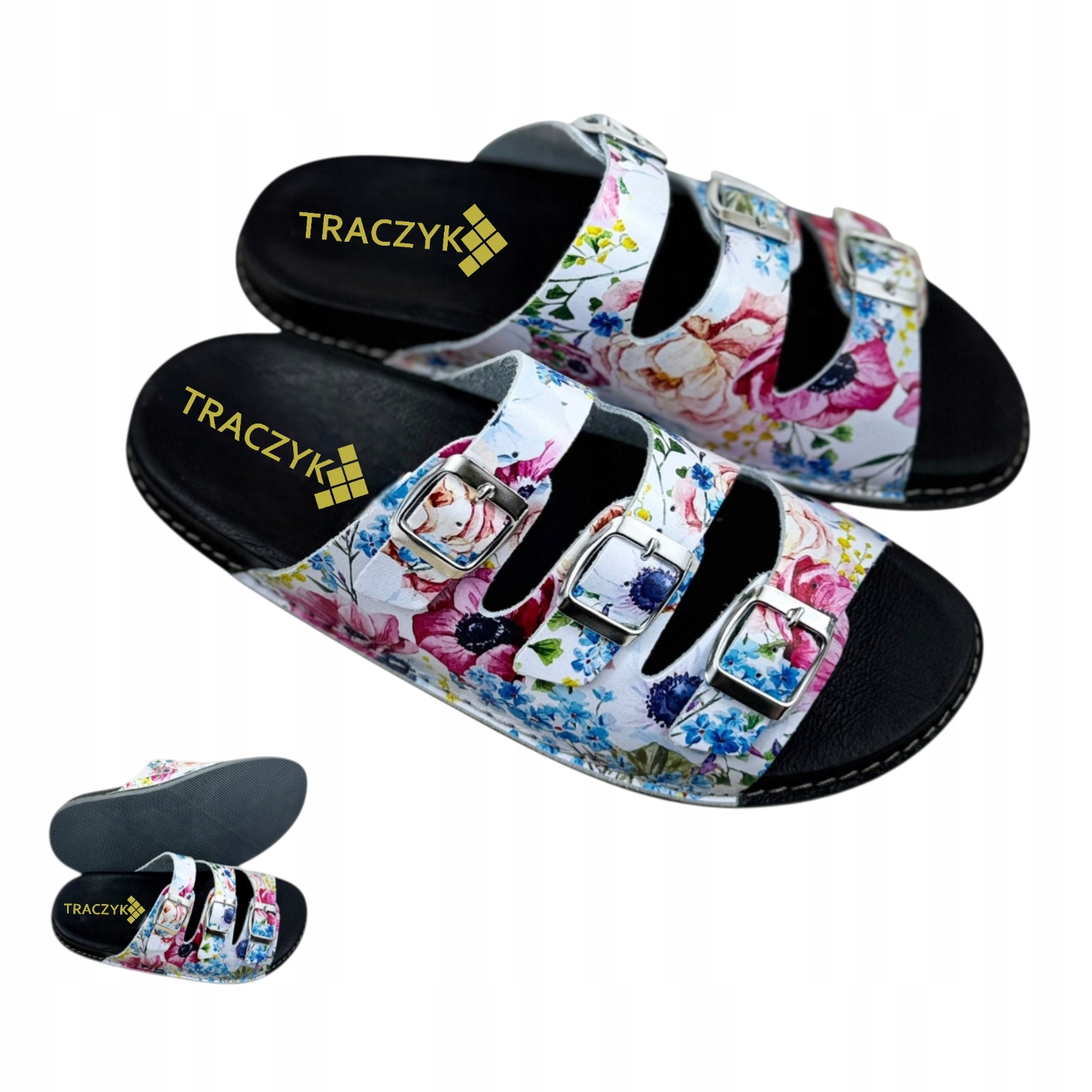 Kožené Anatomické Nazouváky Nastavitelné profilované květiny Výrobce vel. 41