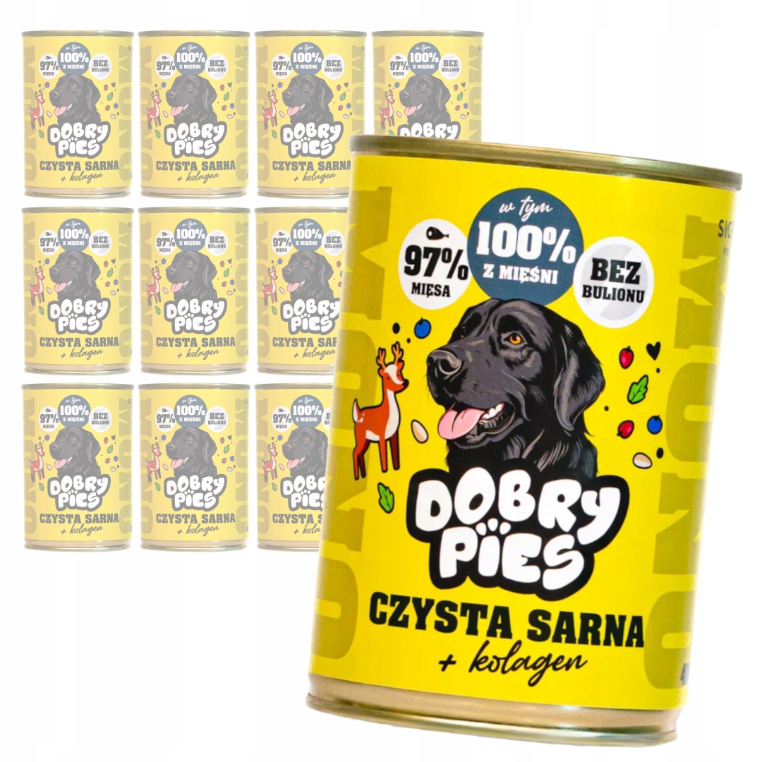 Levně Dobry Pies Mono 12x400 g Monoproteinové Vlhké Krmivo pro psy Srna Kolagen