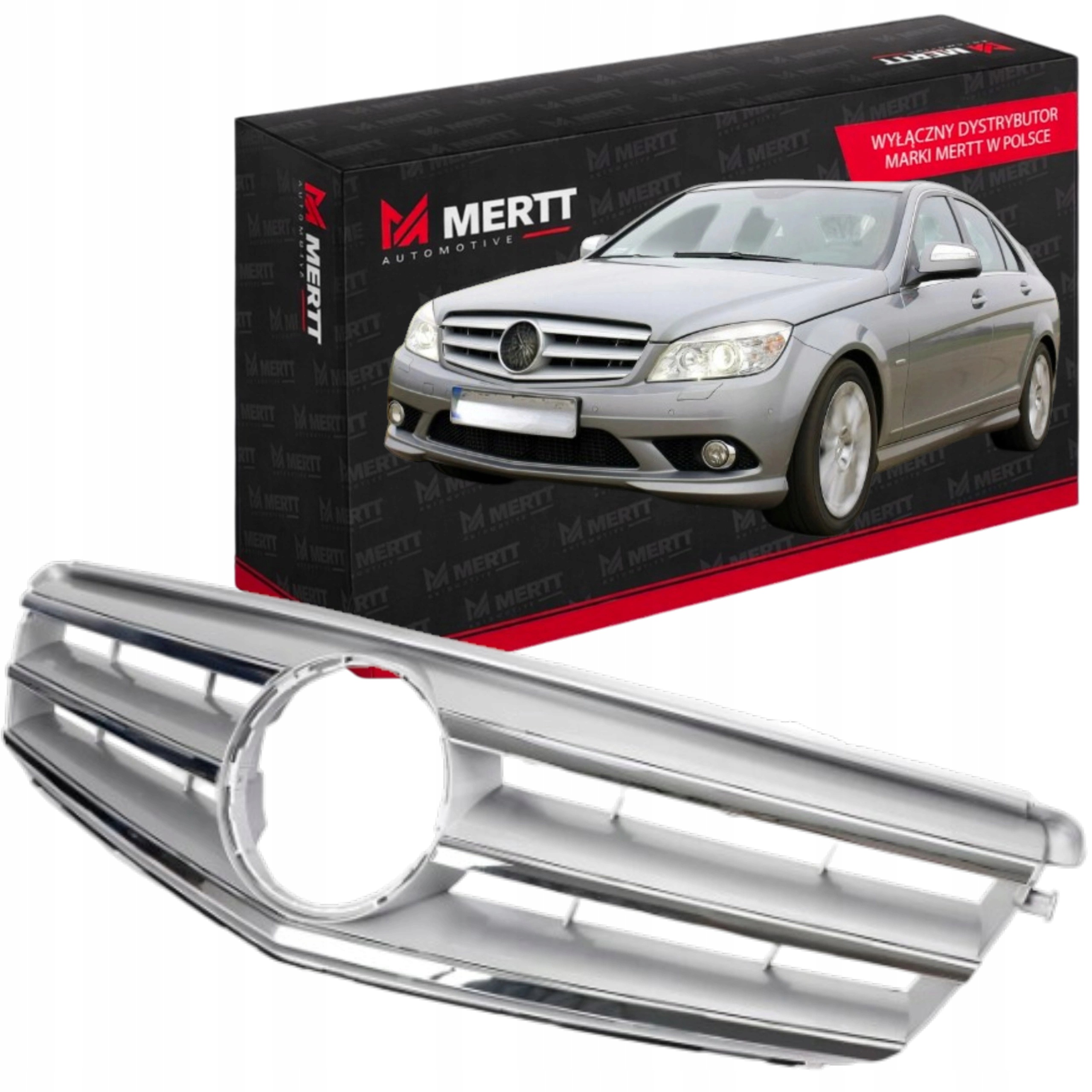 Mercedes C Třída W204 2007 – Atrapa Chladiče, Přední Část Nárazníku, Chrom