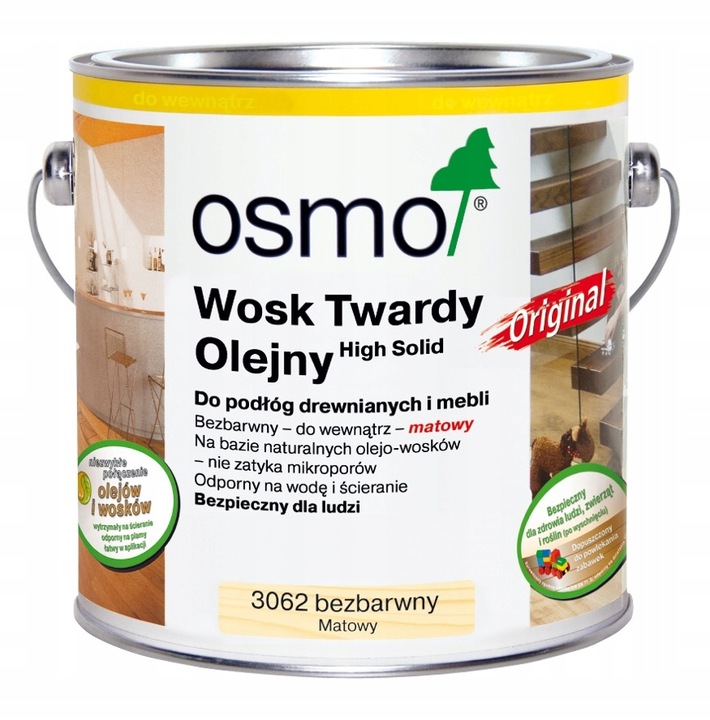 Wosk Twardy olejny Osmo 3062 Bezbarwny matowy 0,75L Mat-Zdjęcie-0