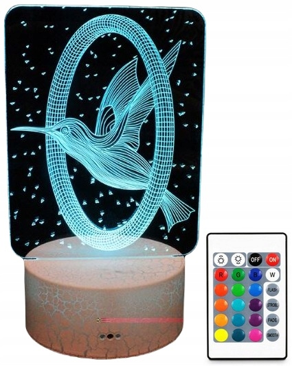 

Lampa 3D Led Koliber Ptak Ring Nocna Usb Pilot