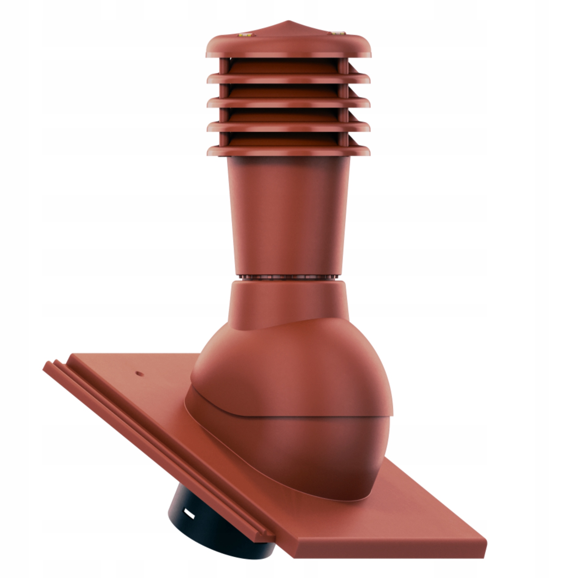 Větrací komín Smart fi125 střešní taška Nelskamp Planum Tmavě Červená