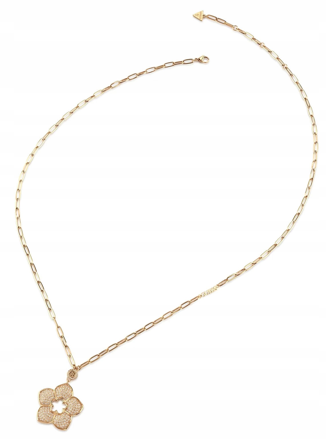 Ocelový Zlatý Náhrdelník Guess Shining Křišťály Květina JUBN04463JWYGT/U