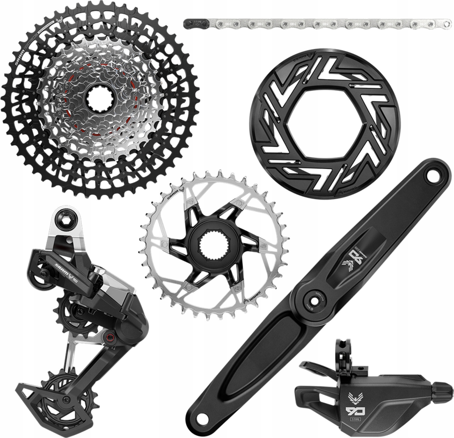 Sada Sram Eagle 90 T-Type E-mtb 170 mm 36T kazeta XS-1275 10-52T