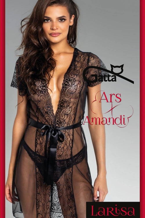 Gatta peniuar+tanga krajka/vzor krajky černá Ars Amandi Larisa r.XXL