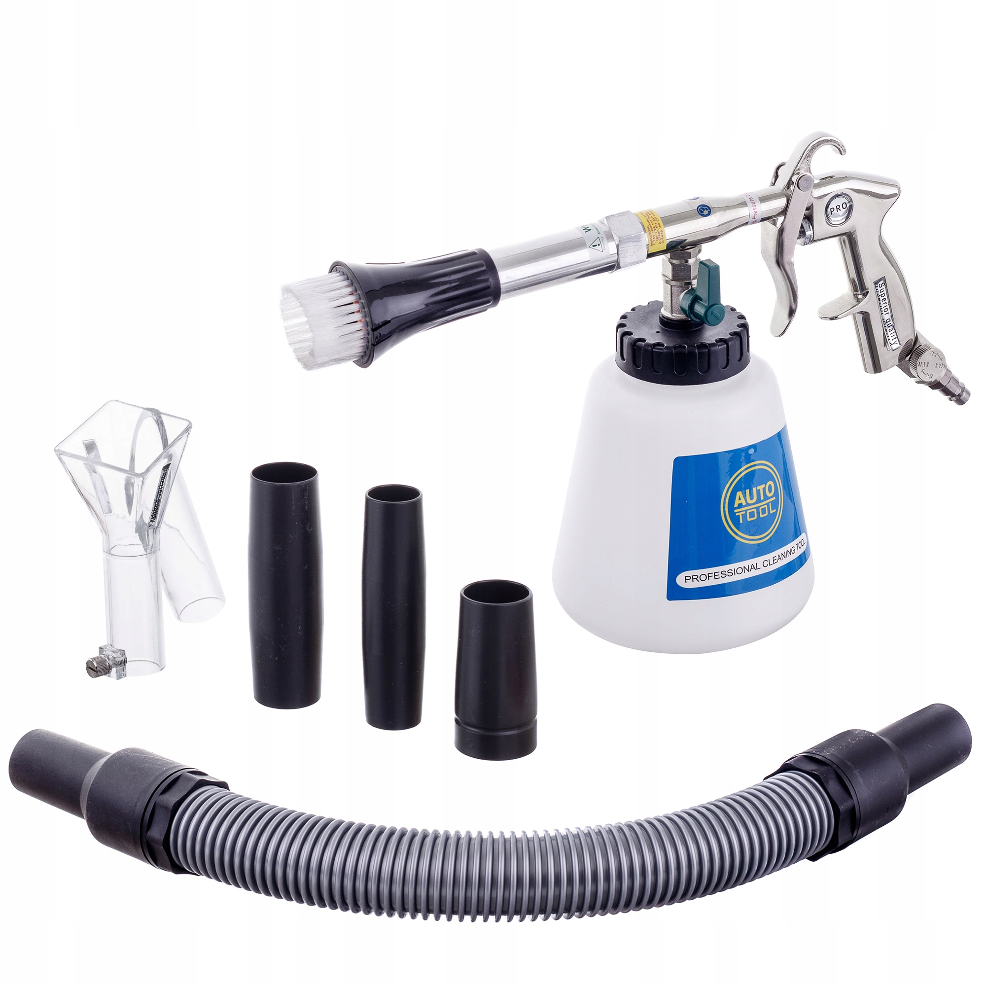 PISTOLET DO PRANIA TAPICERKI Z DWOMA KOŃCÓWKAMI I ADAPTERAMI DO ODKURZACZA