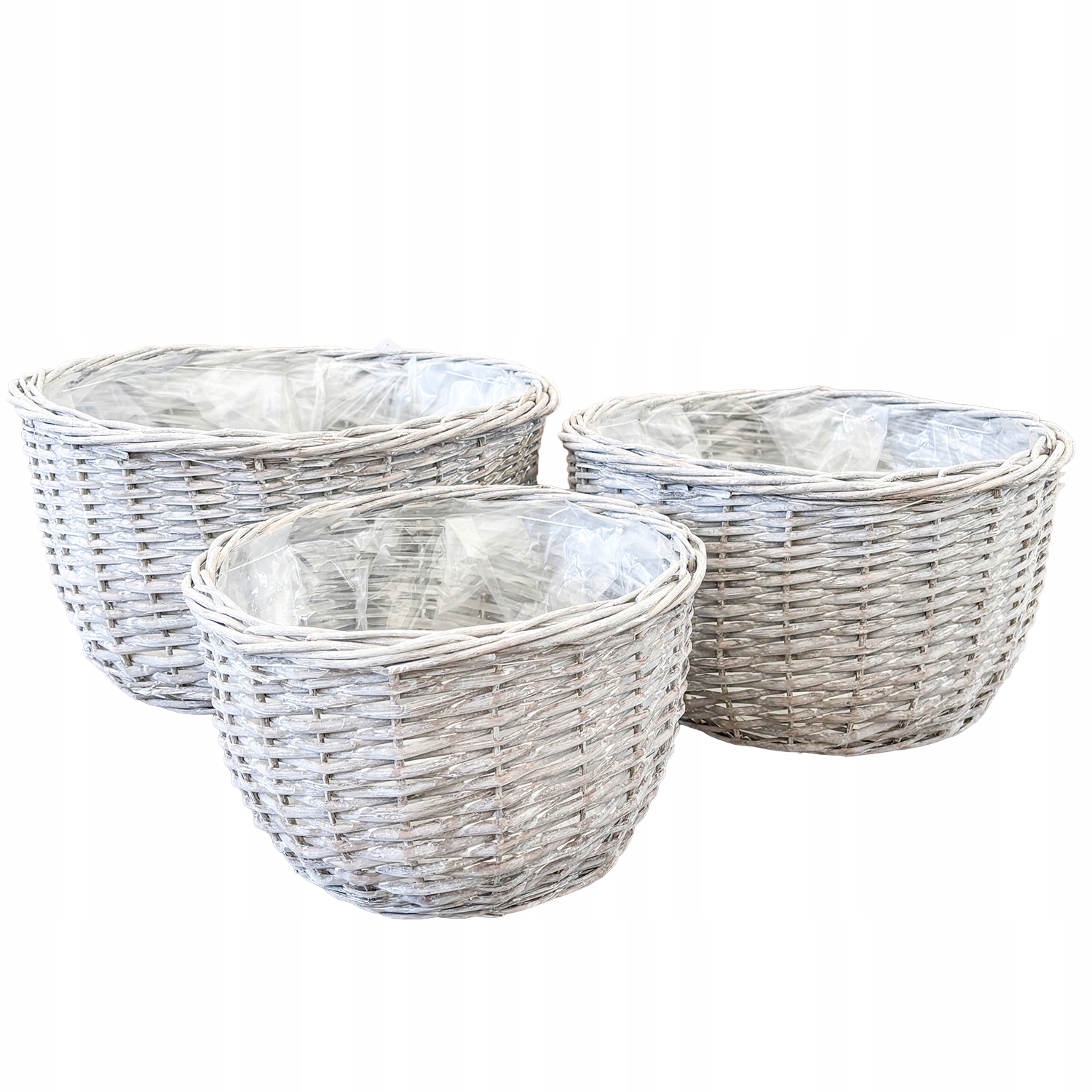 Velký Zahradní Proutěný Koš 50 cm Na Květiny Obal Na Květináč 3 ks