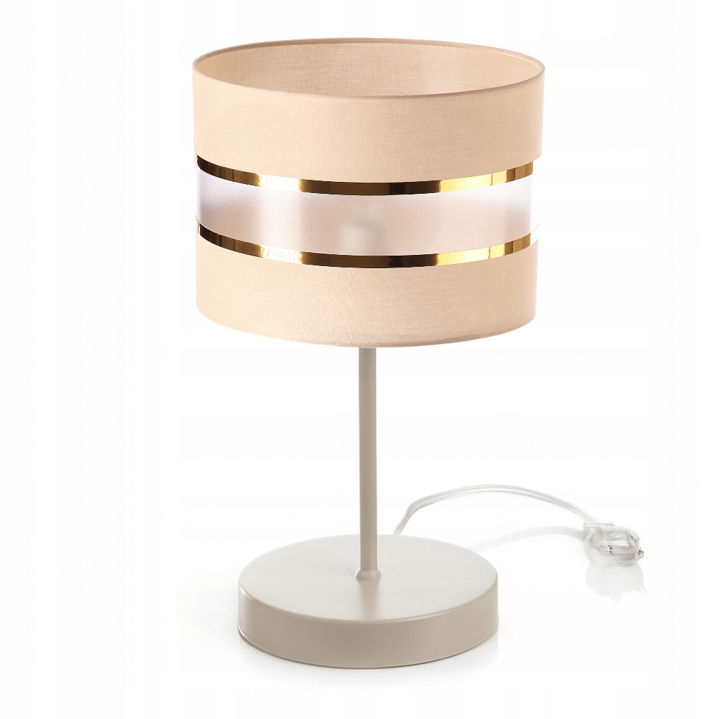 Moderní Noční Lampa Kašmír Béžová Zlatá Stínidlo 20 CM Led E27