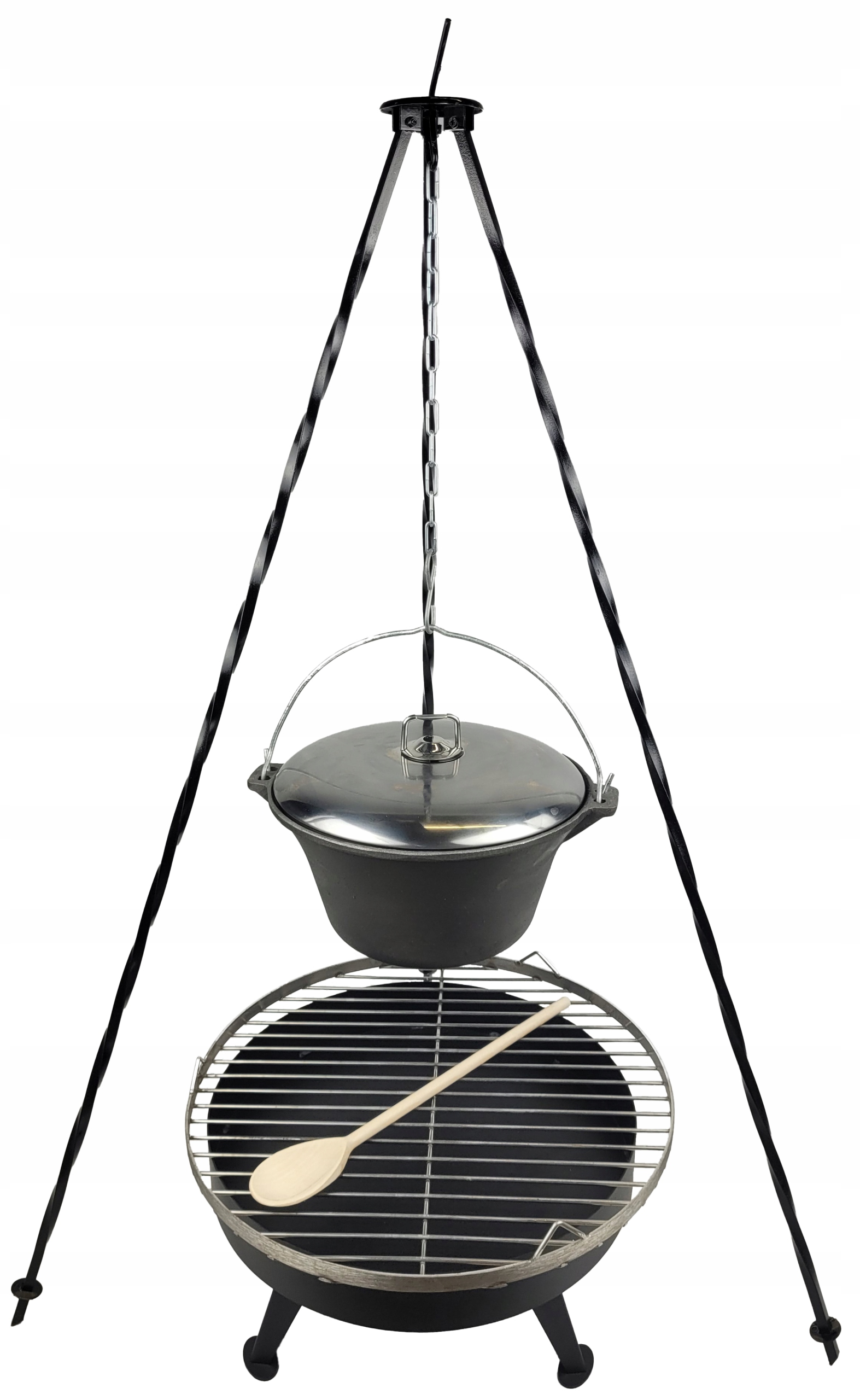 Grilovacie ohnisko 40 rošt 40 liatinový kotlík 8 l s nerezovým krytom