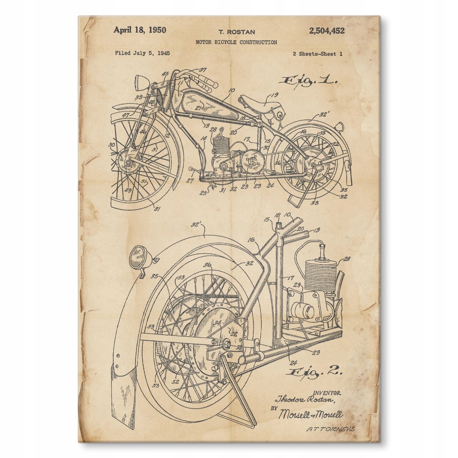 Kovový plakát Starý motocykl M