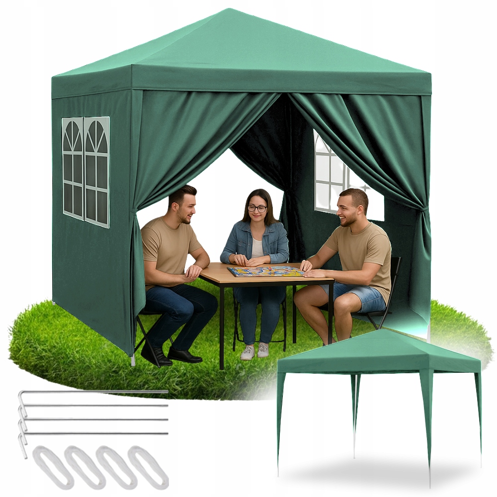 Pawilon ogrodowy namiot handlowy imprezowy altana 4 ścianki boczne okna xxl