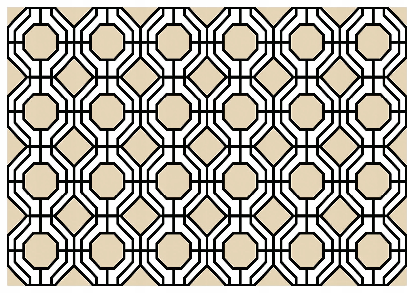 Vliesová fototapeta Geometrické osmiúhelníky béžovo-černé 416x254 lepidlo