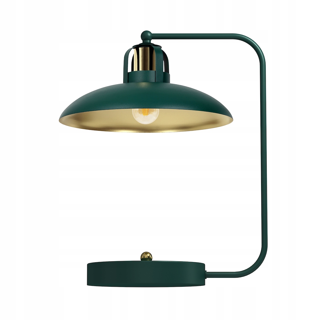 Kovová stolová lampa zelená zlatá rustikálna do spálne kancelárie Felix