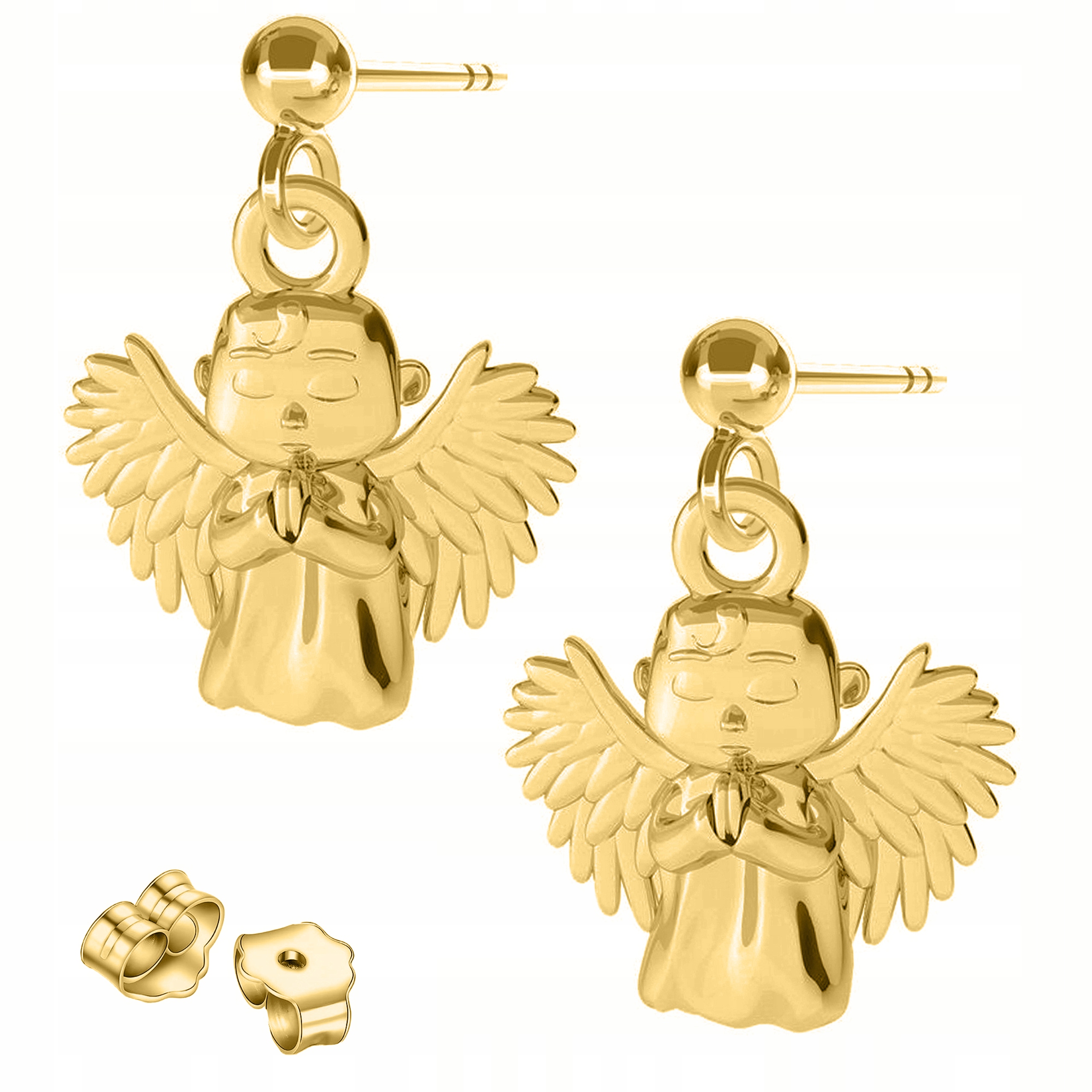 Zlaté Náušnice Šroubky s anděly Andělé strážní Stříbro 925