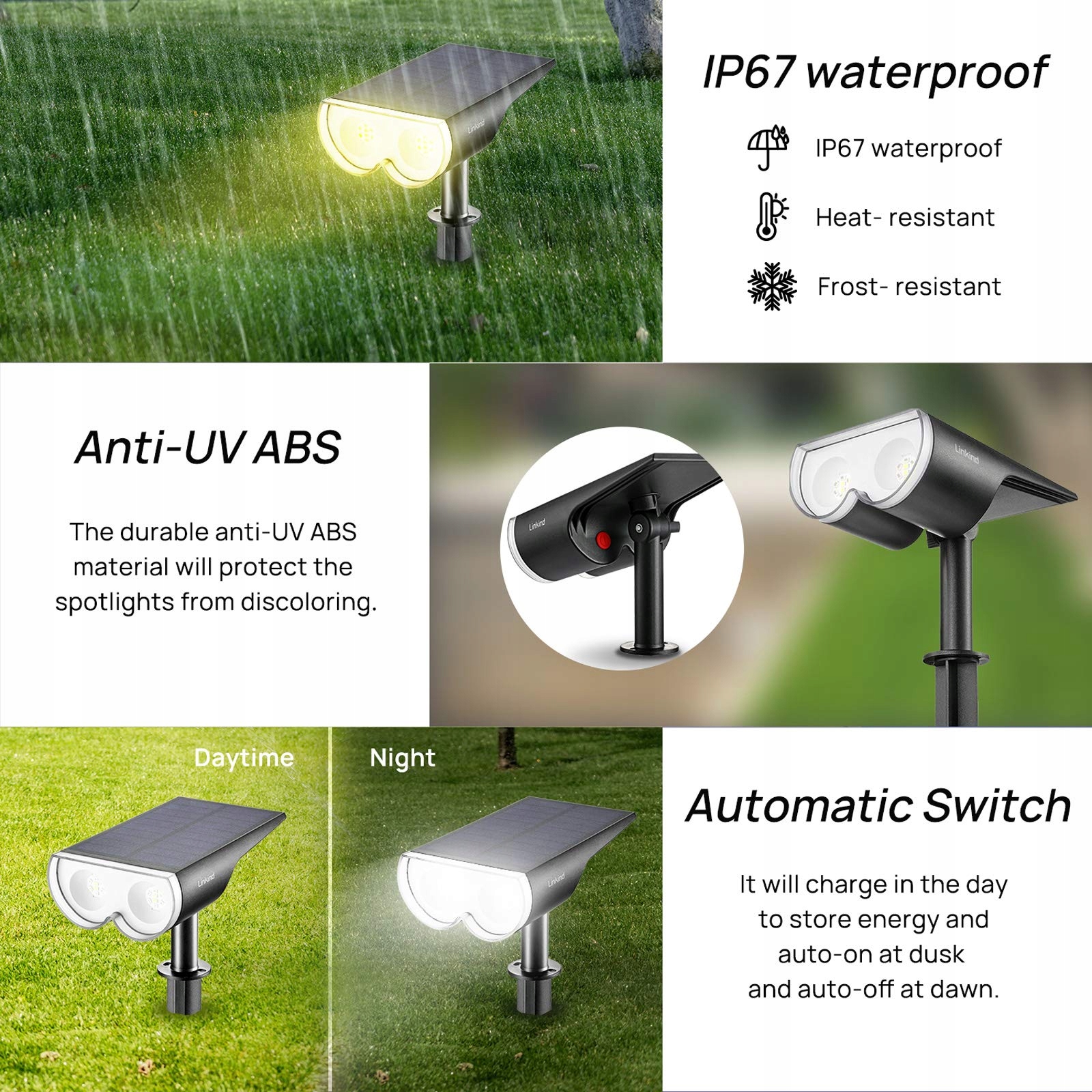 LINKID Reflektory Słoneczne Solarne Lampy RGB x2 — miniatura 5