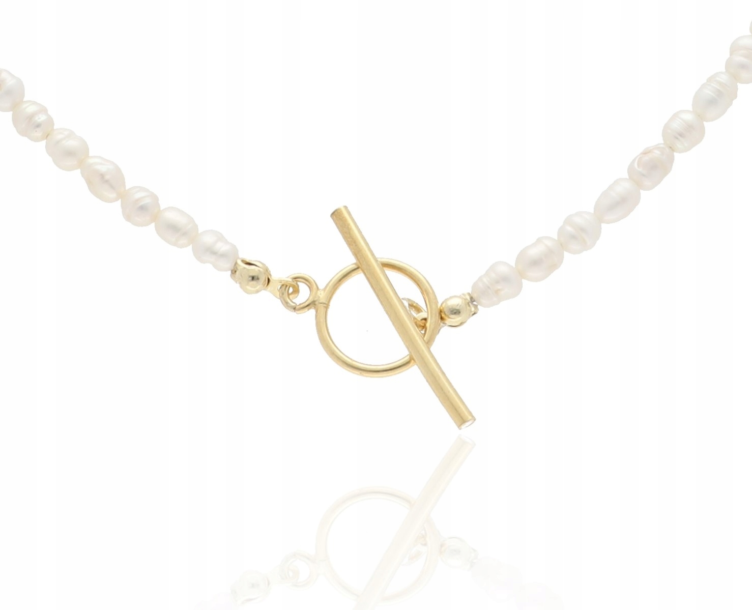 Złoty naszyjnik choker Perły Naturalne Srebro 45cm