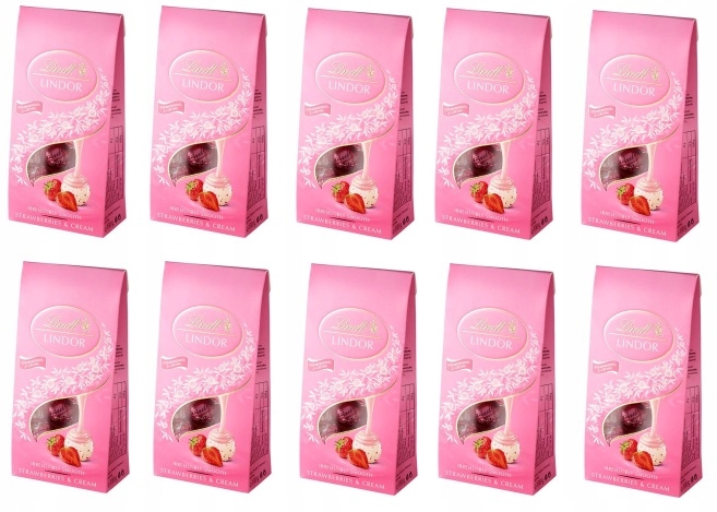 Levně 10 x 100 g Lindt Lindor pralinky Strawberry Bag Karton