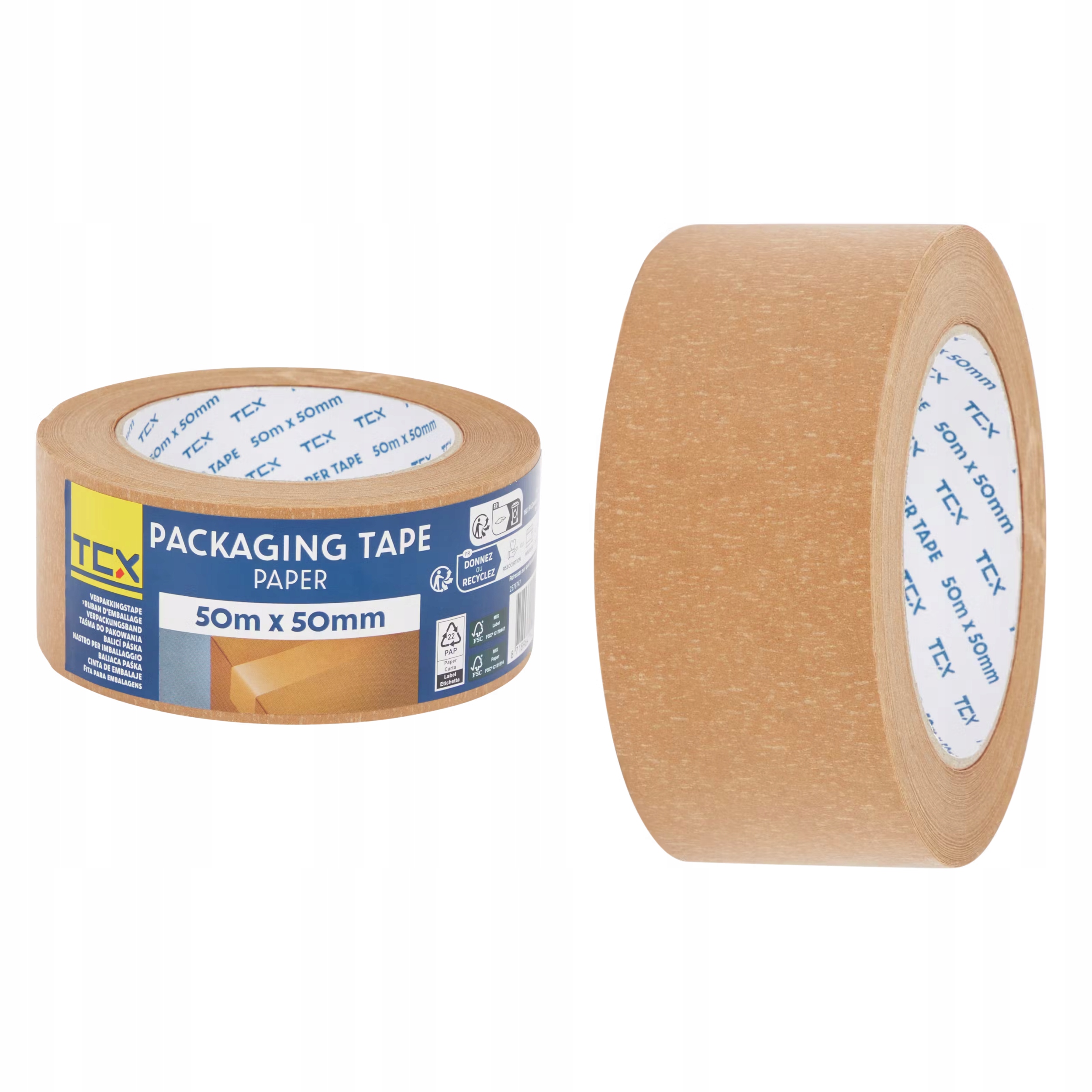 ZESTAW 6 sztuk EKO taśm papierowych TCX 50 mm 50 m | w 100% Recyklingowa Marka inny