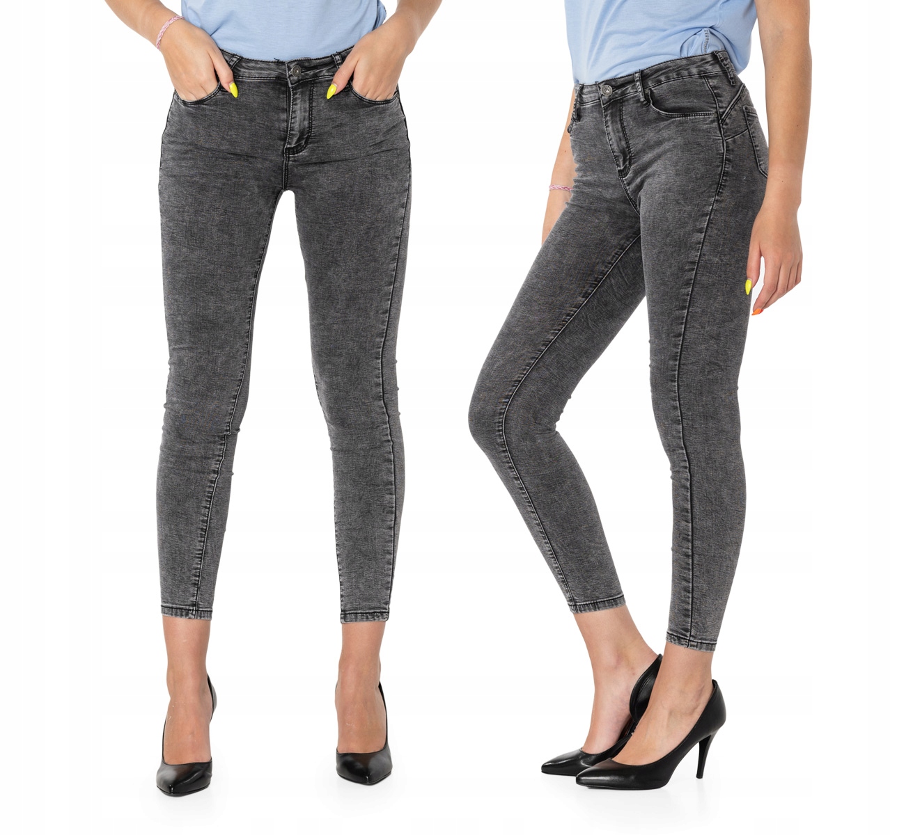 Jeansy Rurki Push-Up Damskie Spodnie z Wysokim Stanem i Streczem 3822-3 30