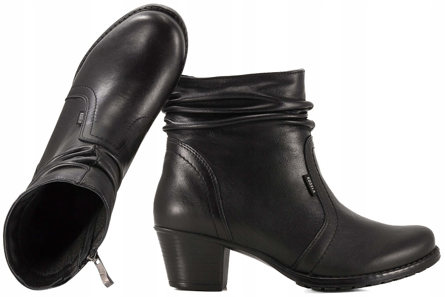Axel Kosela 4185 Kozačky Kožené Podpatky Kotníkové Boty Zimní Zateplené Tuhost H