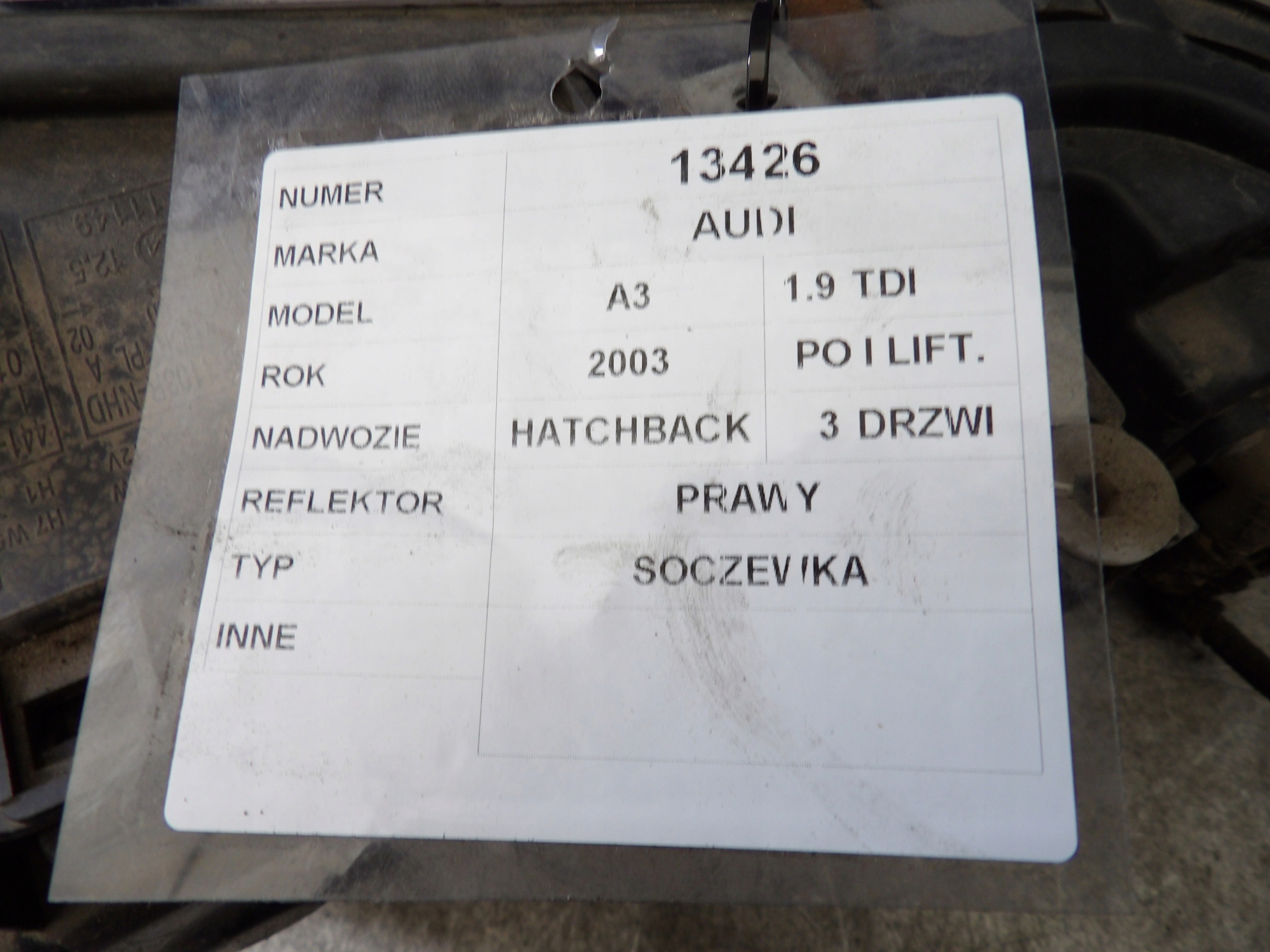 Audi A3 1,9 tdi light przedia right