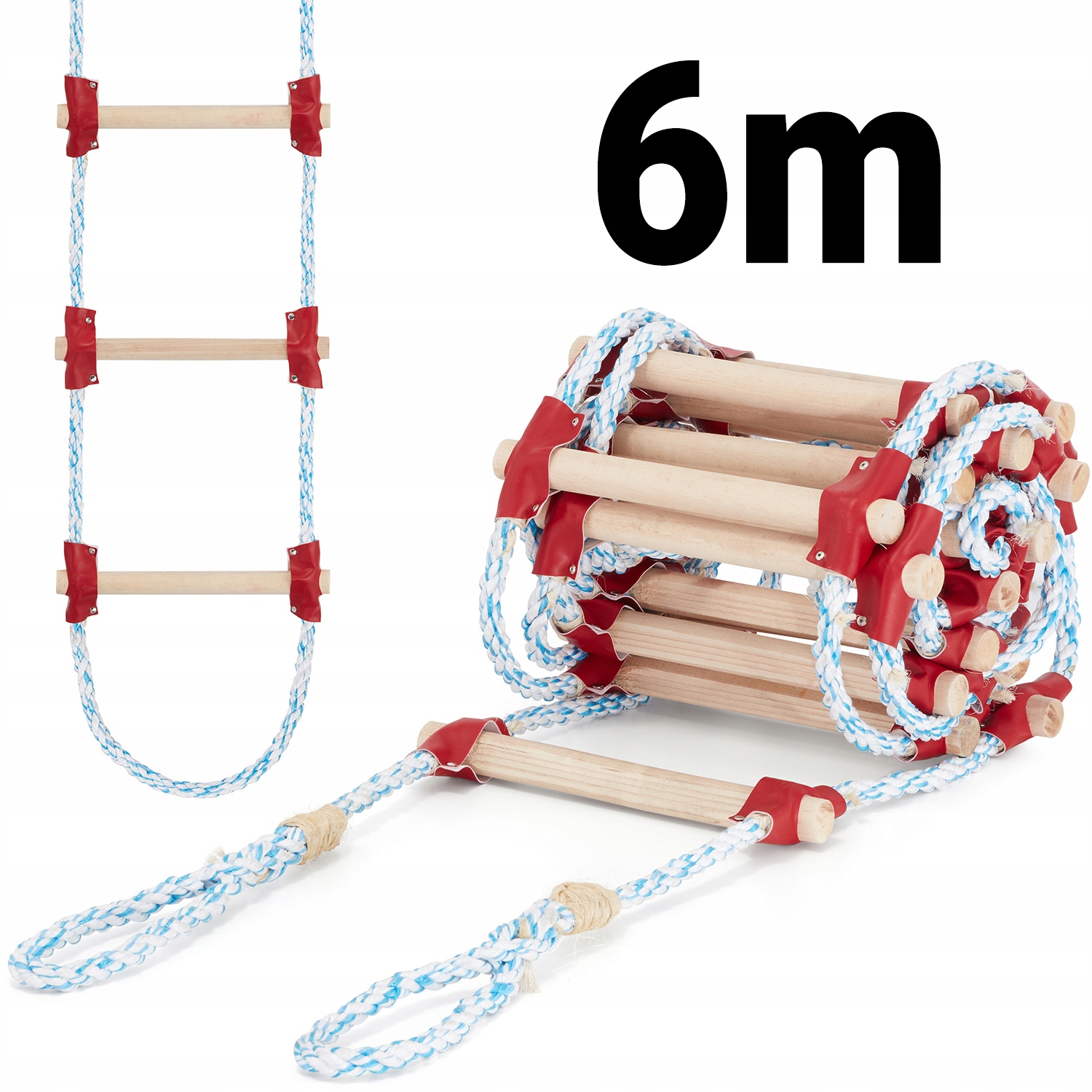 Najlepsza Drabina sznurowa linowa na dach Atestowana 6m dekarska pleciona