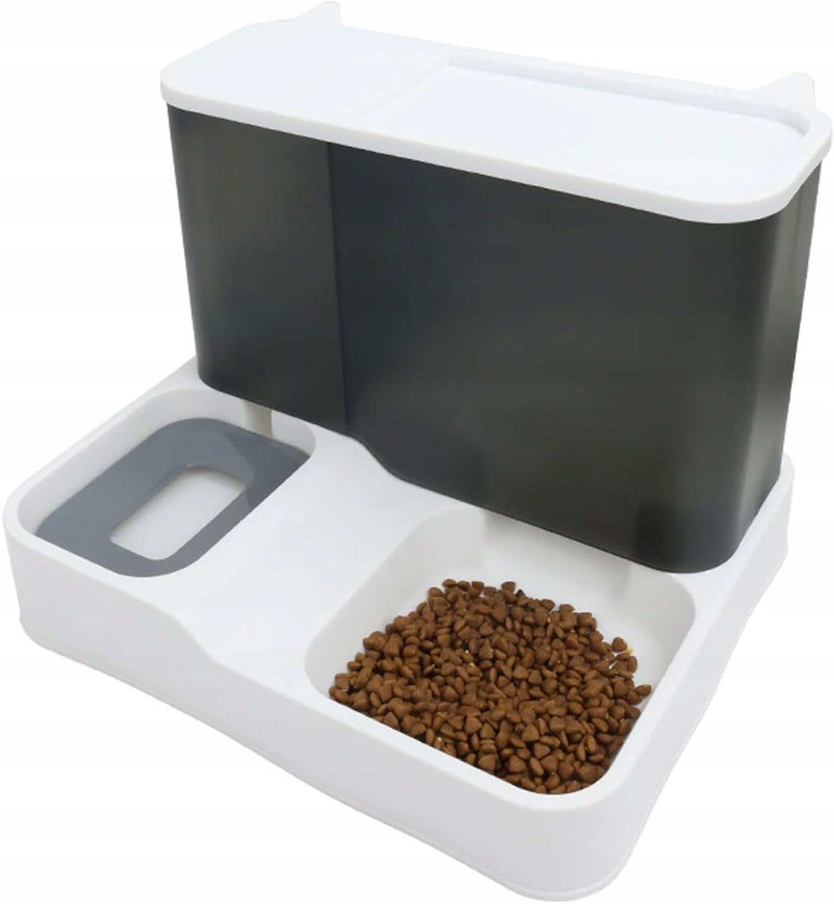 Levně Automatický Podavač Krmiva A Vody 2,8 L+1 L Šedá Miska Pro Kočky