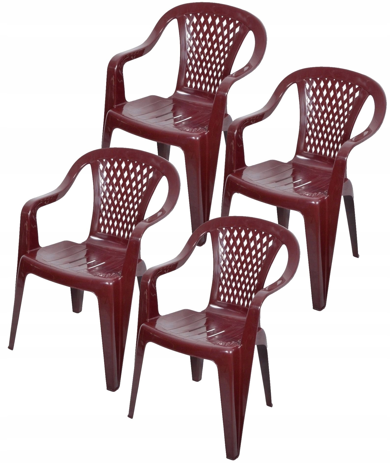 

4x Ogrodowe Krzesło Mocne Balkonowe Krzesła Bordo