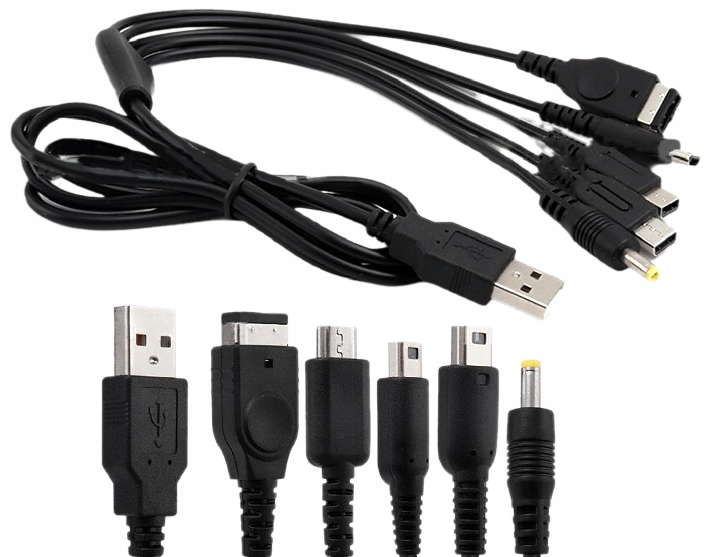 KABEL USB ŁADOWARKA 5W1 DO GBA SP SONY PSP NINTENDO 3DS NDS LITE WII U