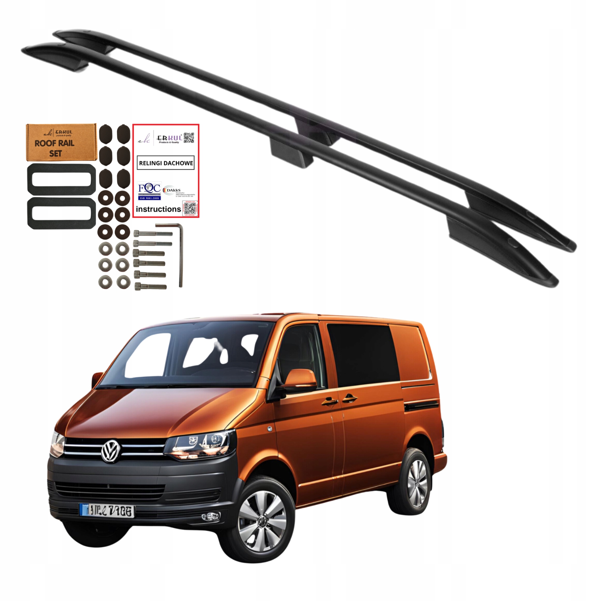 Střešní nosiče Volkswagen Transporter Caravelle T5 T6 Short Krátké Černé