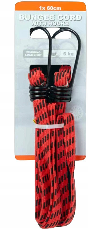 Strap Guma do Bagażnika Rowerowego z Haczykami 60cm red