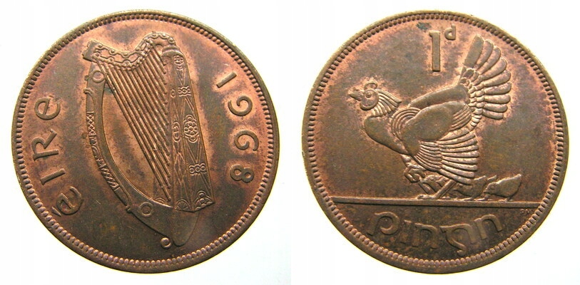7029. IRLANDIA, ONE PENNY, 1968