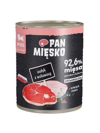 4x Krmivo pro psy Pan Mięsko Krůta s hovězím masem (štěně) 800 g