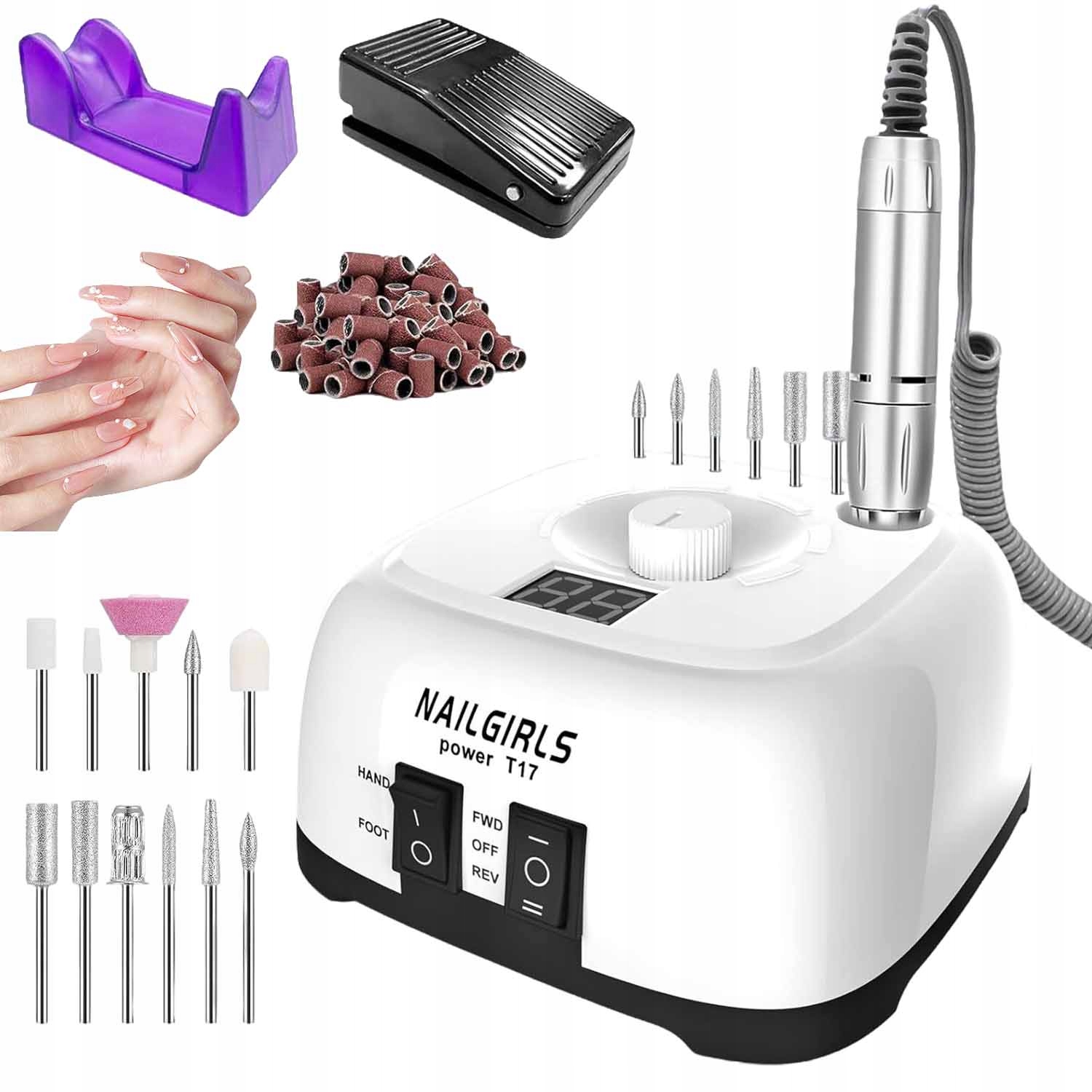 Bruska Na Nehty 0-35000RPM Profesionální 68W Silná Manikúra S Frézkami