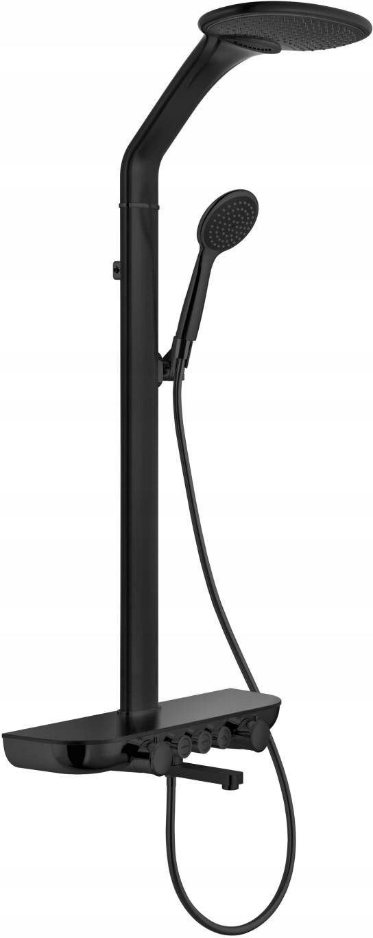 Mexen Blaze: Čierna nástenná sprchová súprava s batériou a dažďovou sprchou