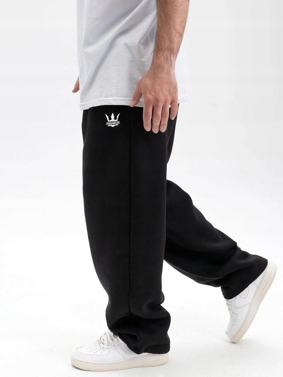 Dresové Kalhoty Baggy Pánské Široké Volné Jigga Korona Výšivka Černá L