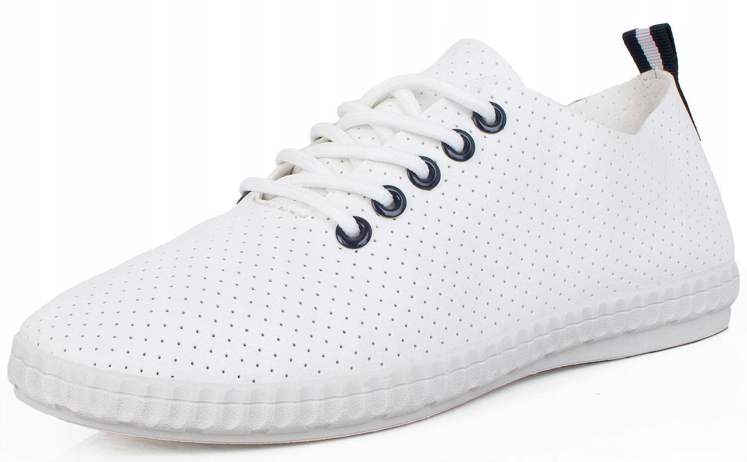 4842 BIAŁE SKÓRZANE AŻUROWE TRAMPKI TENISÓWKI 39 Rozmiar US 8