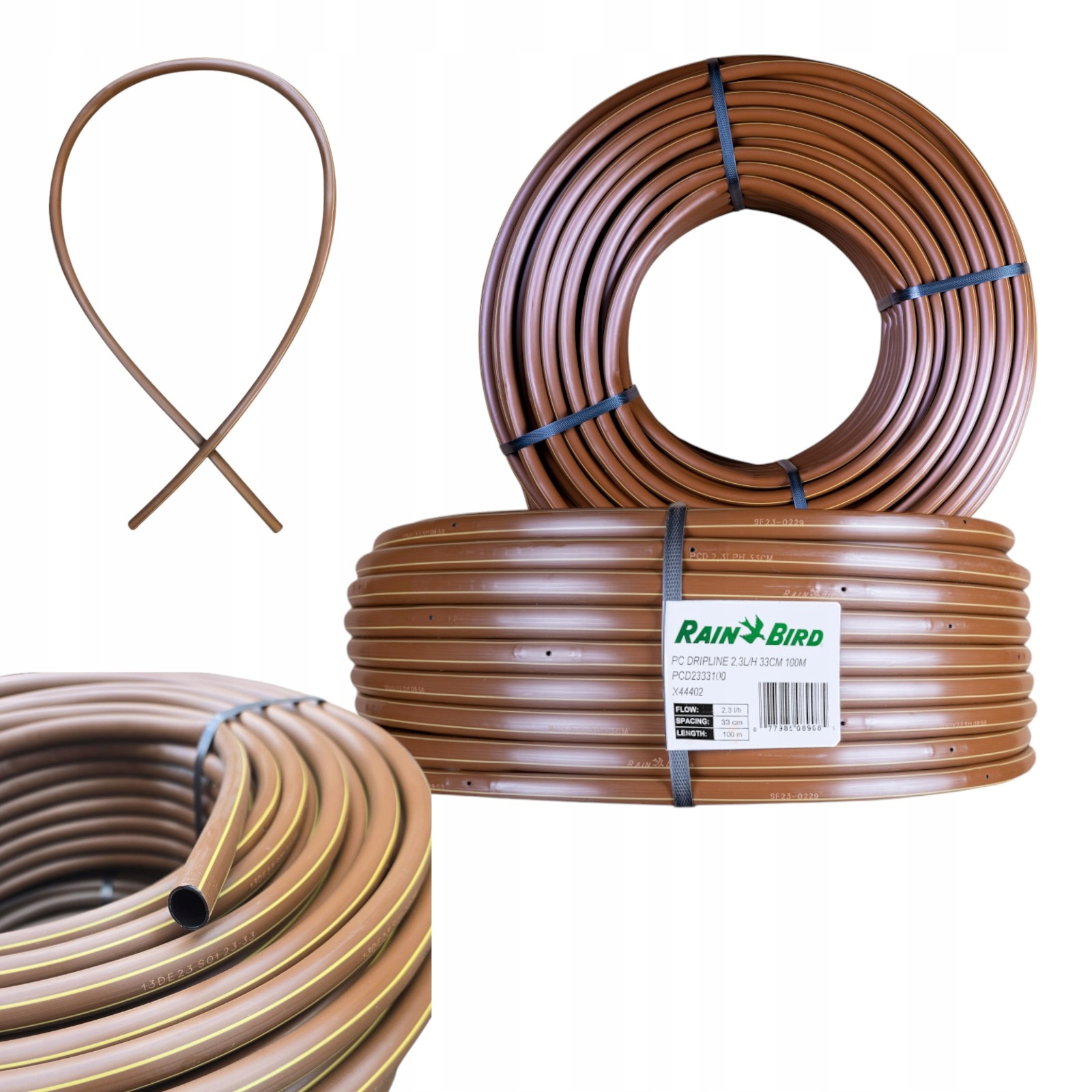 Linia Kroplująca z Kompensacja Rain Bird Pcd brązowa Emiter 33cm 16mm 100m