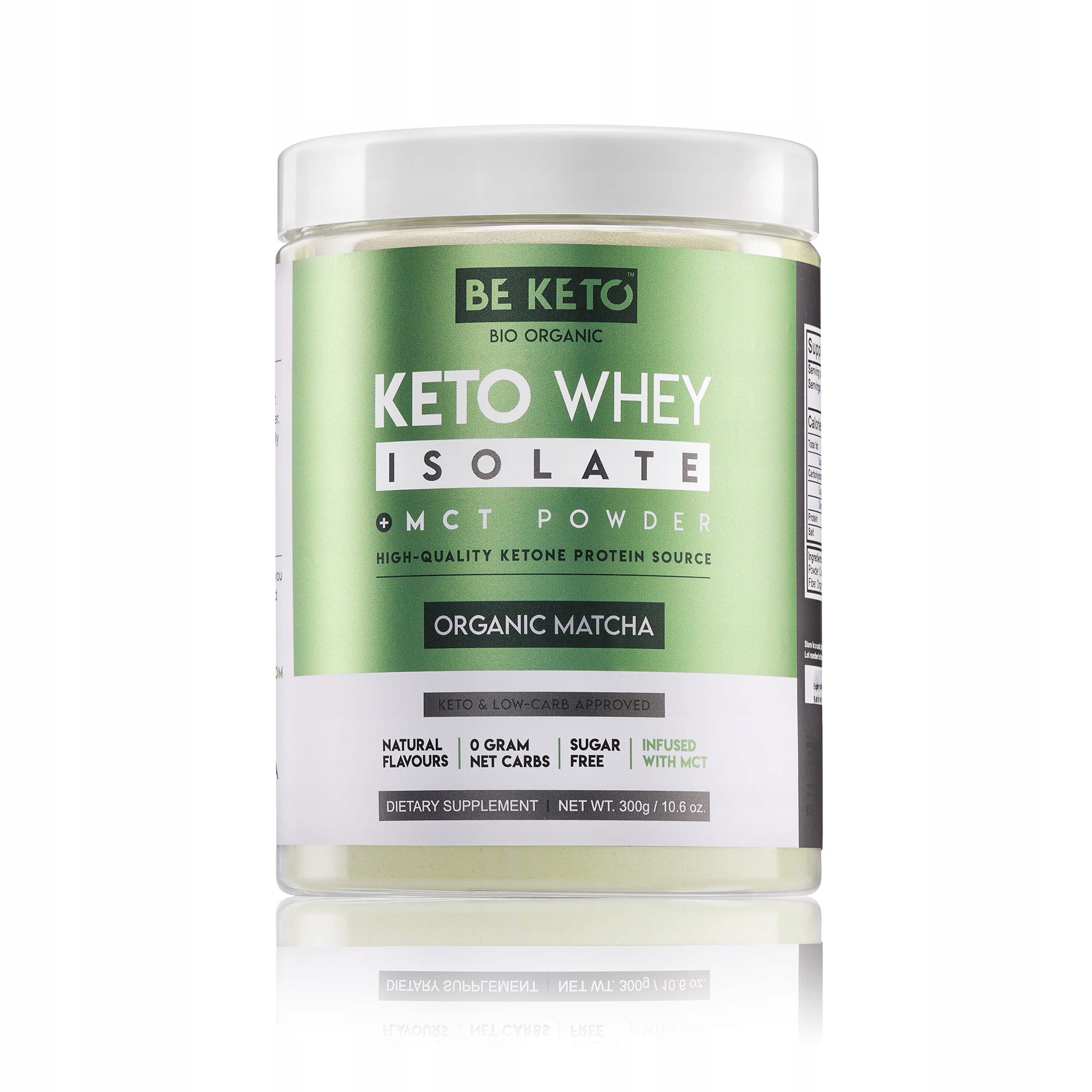 BeKeto Keto Proteinový Izolát s Mct, organická matcha 300 g