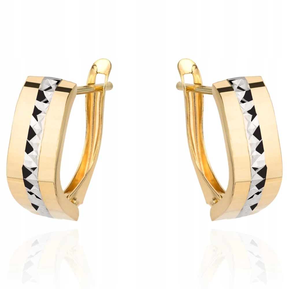 Zlaté náušnice s anglickým diamantovým zapínáním uprostřed pr.585