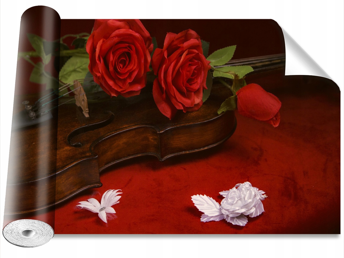 

Tapeta Samoprzylepna Skrzypce Róże - 208x146