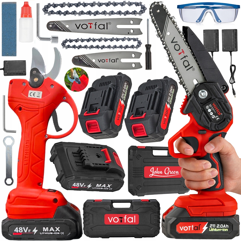 Piła Łańcuchowa Pilarka Akumulatorowa Sekator Akumulatorowy Nożyce 3xAku