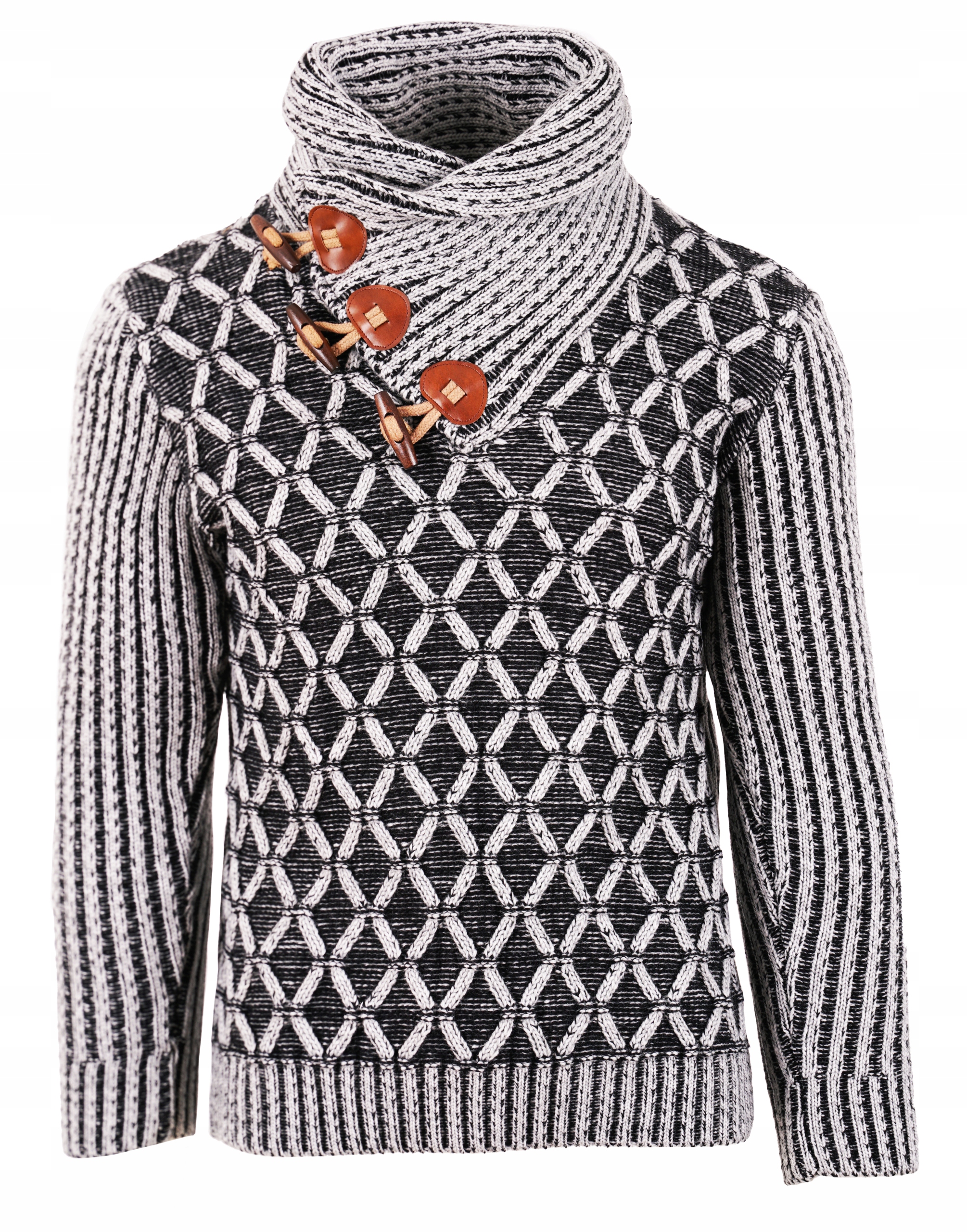 SWETER WEŁNIANY ZIMOWY MĘSKI GRUBY CIEPŁY GOLF 3XL Dekolt golf