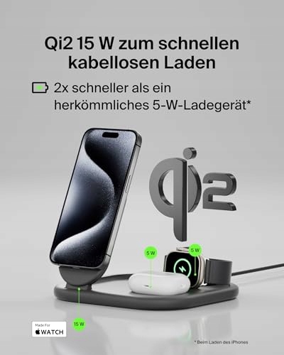 BELKIN BoostCharge 3w1 Qi2 15W MagSafe iPhone Watch AirPods — miniatura 2