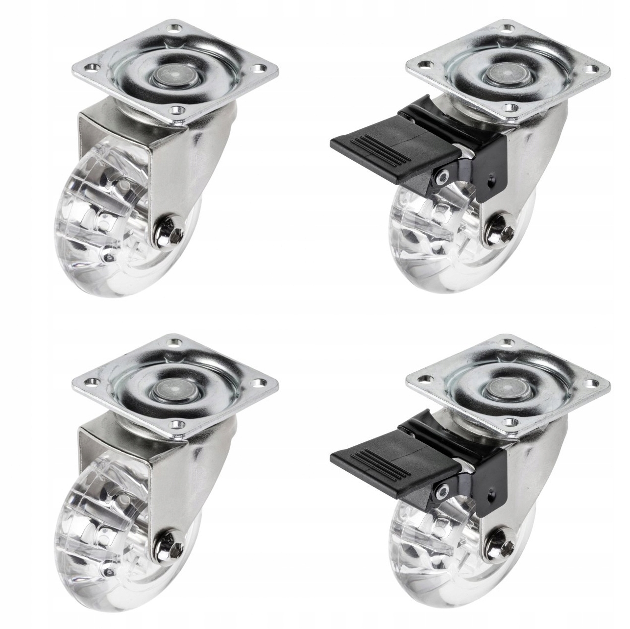 KÓŁKA MEBLOWE BRAZYLIA PRZEZROCZYSTE 50 MM MIX