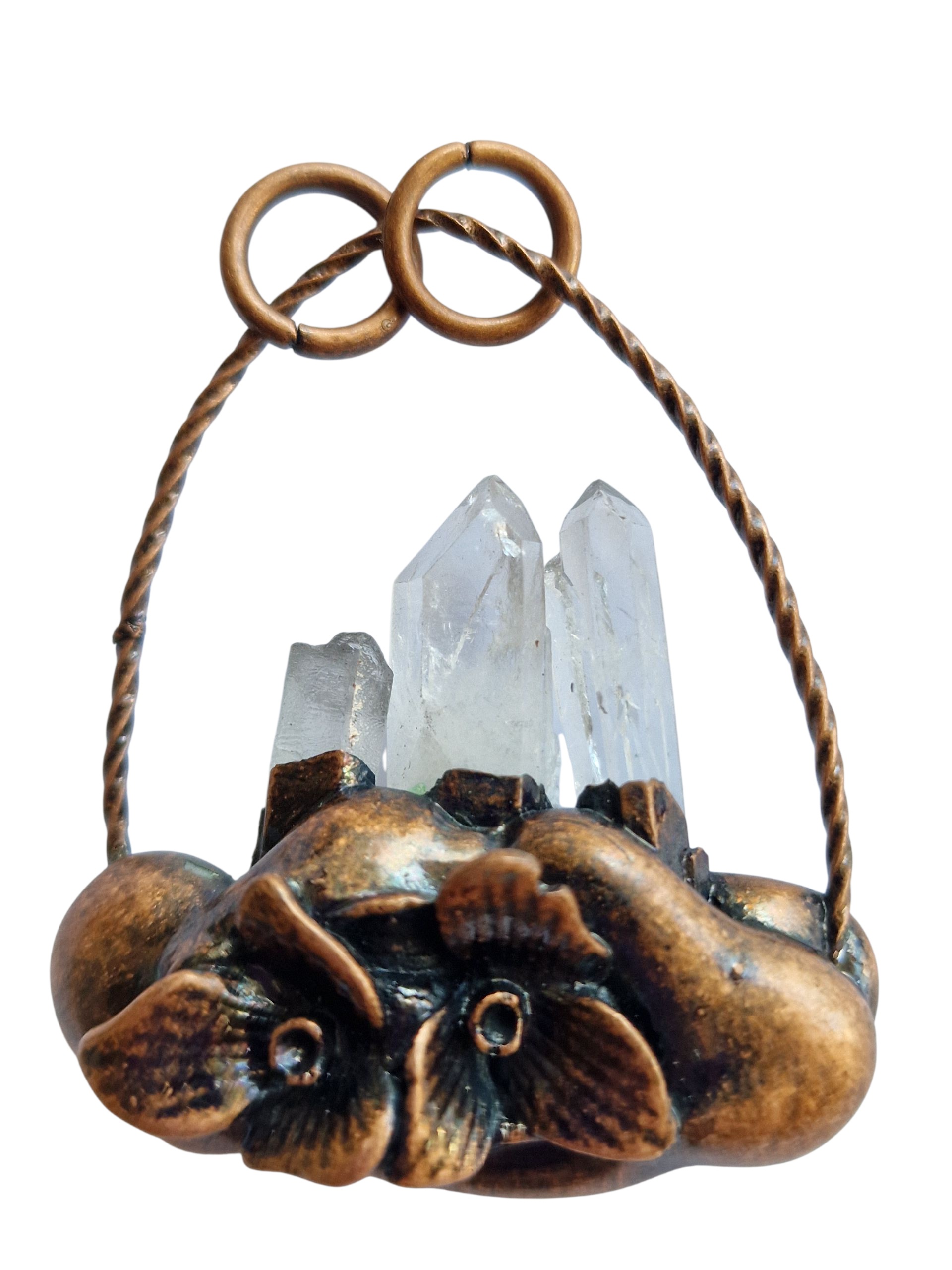Surové Horské Krystaly, Umělecký Přívěsek Kovaný Do Mědi, Dobrá Aura