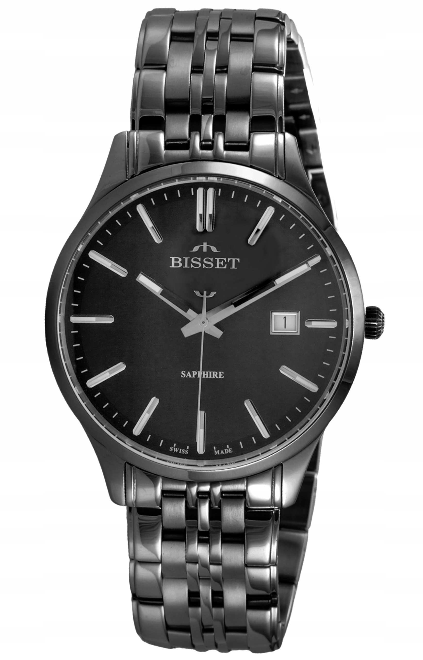 Švýcarské nové Pánské hodinky Bisset BSDF38 Sapphire BIS090 šedé